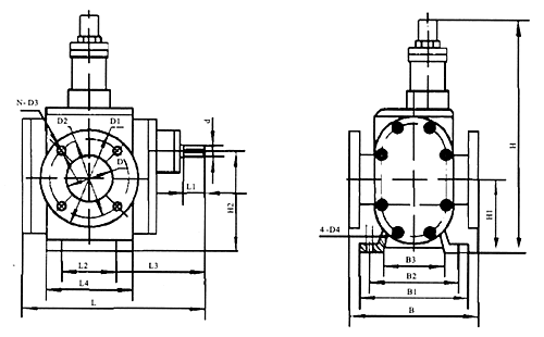 YCB圆弧齿轮泵安装尺寸外形图